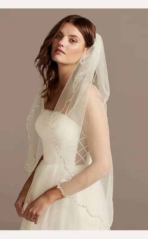Tulle Fingertip Veil with Pearl Edge