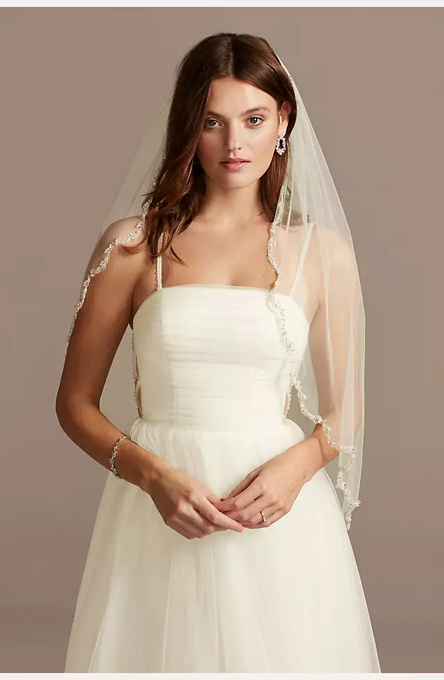 Marionat Bridal Veils 3799 - 36” Scalloped beaded pearl edge - The Bridal  Veil Company