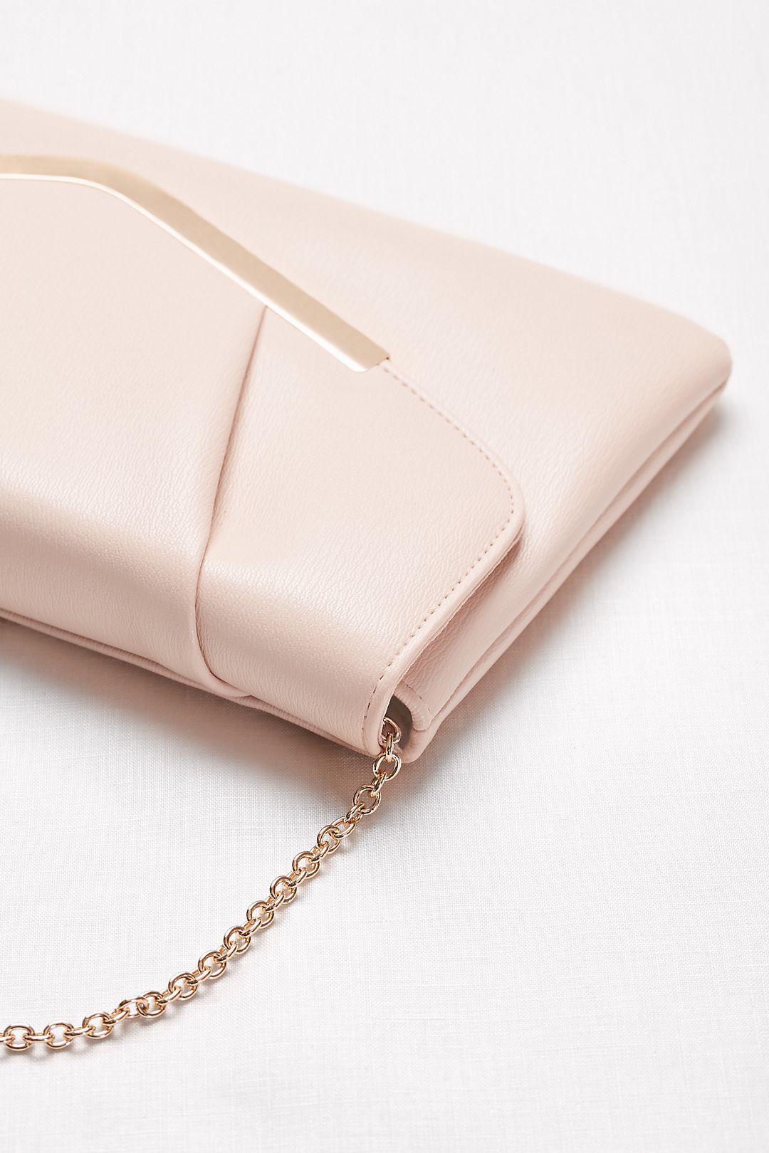 Faux-Leather Envelope Clutch with Bar Detail  Image 3