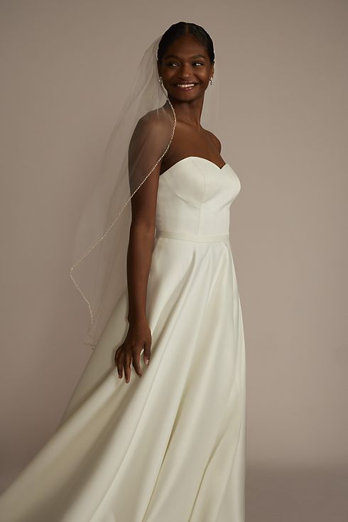 Sequin and Beaded Edge Tulle Mid-Length Veil Image 1