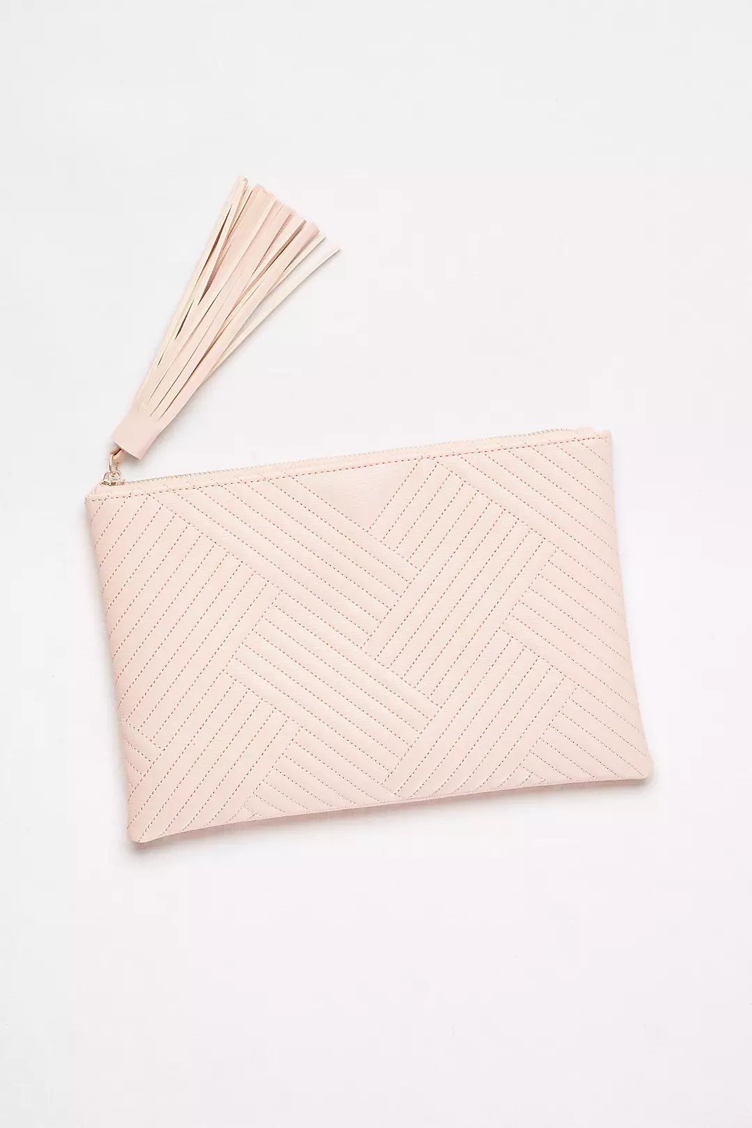 Quilted Faux-Leather Clutch with Tassel Image