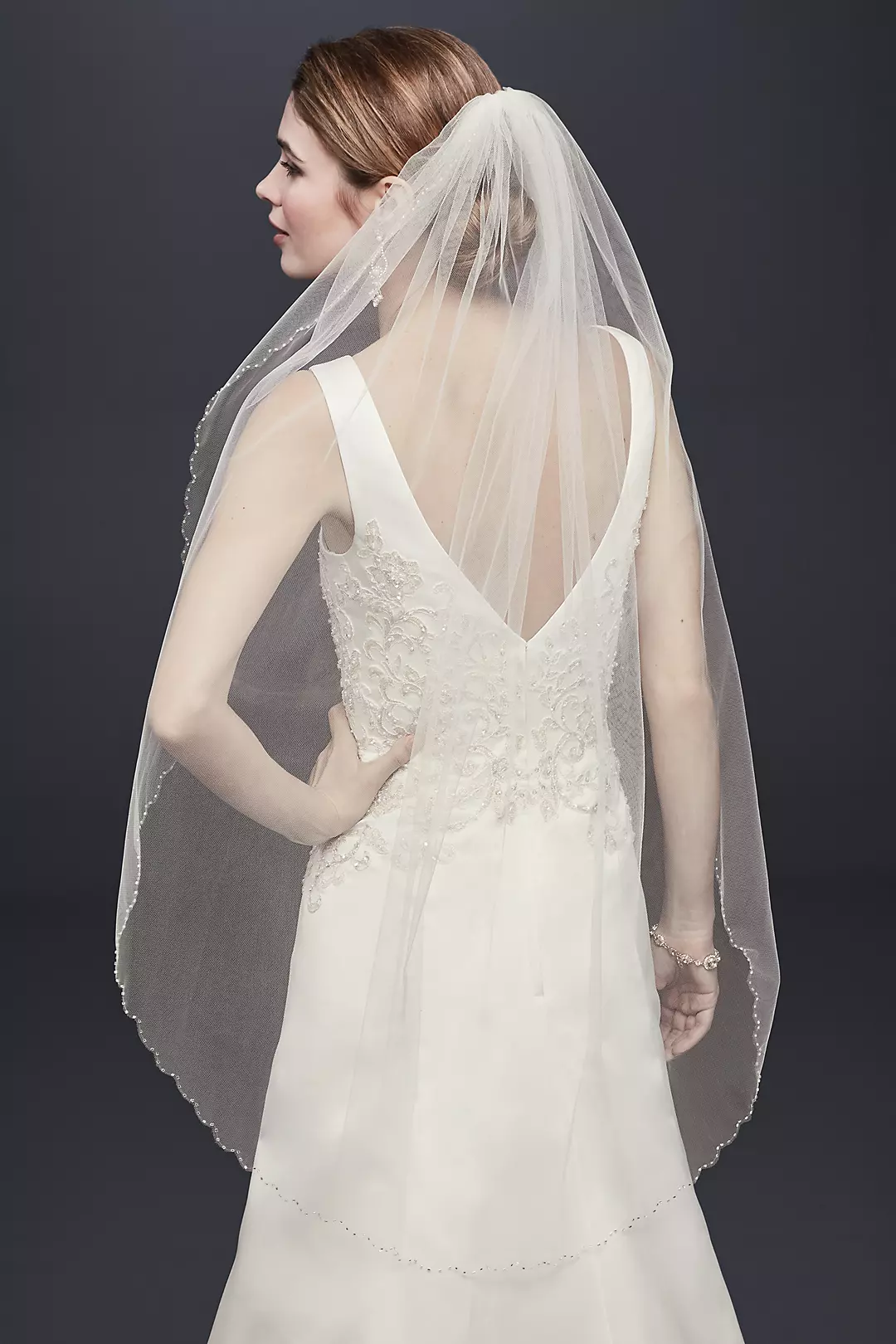 Mid Veil with Beaded Scalloped Edge Image