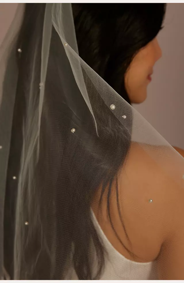 Allover Pearl-Embellished Mid-Length Veil