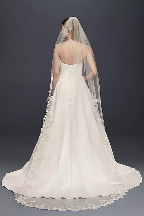 Floral Embroidered Cathedral Veil with Rhinestones Image 1