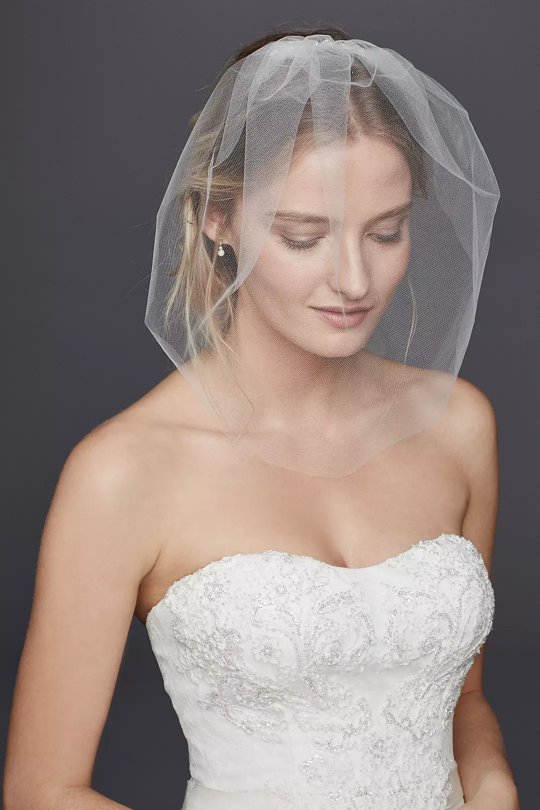 Multi Crystal Blusher Veil with Comb Image