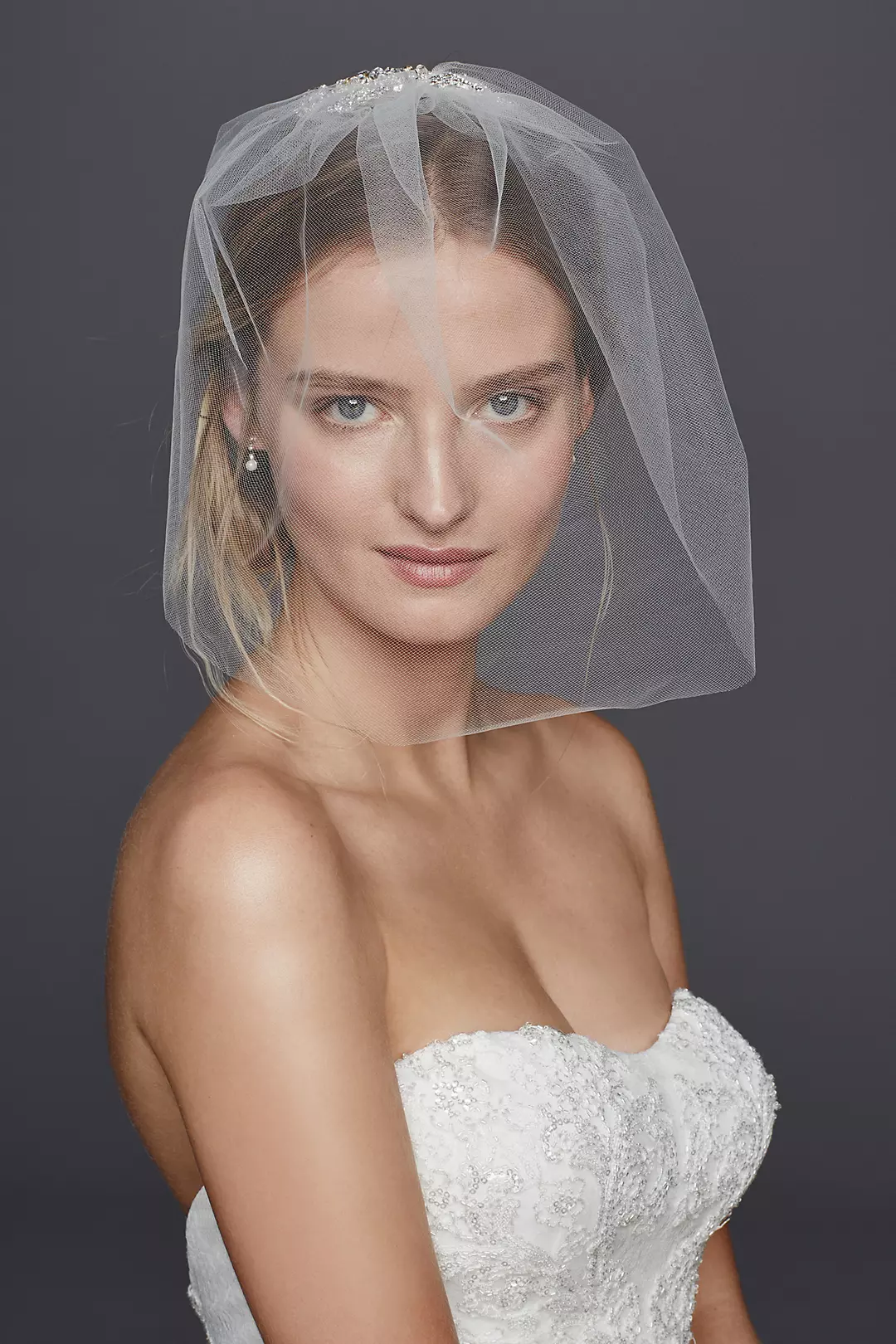 Caged Blusher Veil with Crystal Beaded Comb Image