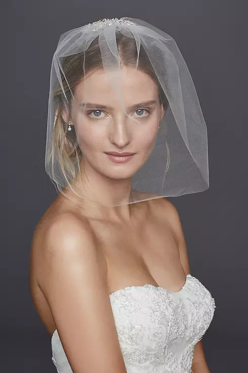 Caged Blusher Veil with Crystal Beaded Comb Image 1
