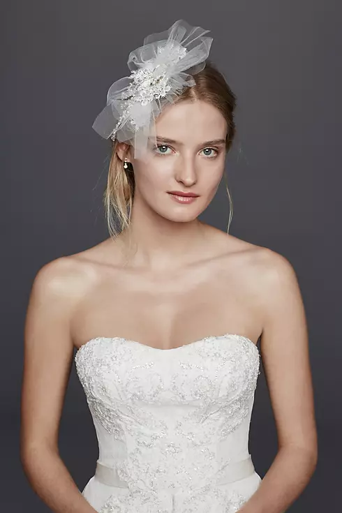 Blusher Veil with Beaded Floral Lace Image 2