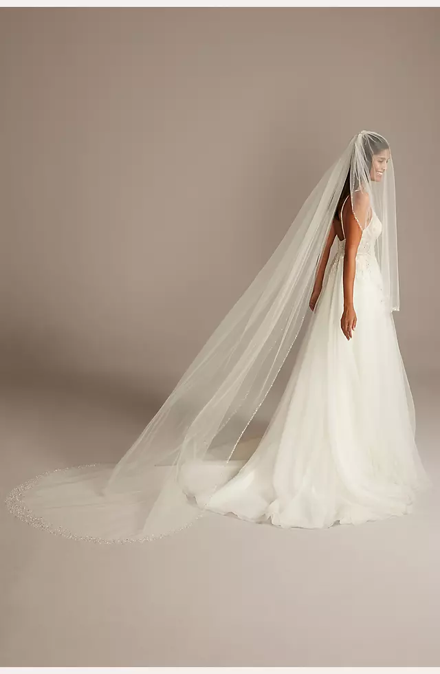 Pearl Wedding Veil, Ivory Bridal Veil, Polka Dot Veil, Tulleveil, Scattered Pearl  Veil, Raw Cut Veil, Modern Veil, Single Tier Veil, AMANIE 