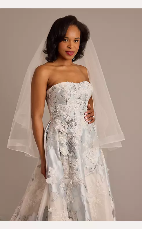 Two Tier Walking Length Veil with Horsehair Trim Image 1