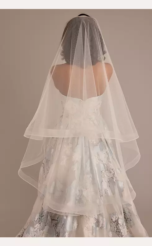 Two Tier Walking Length Veil with Horsehair Trim Image 2
