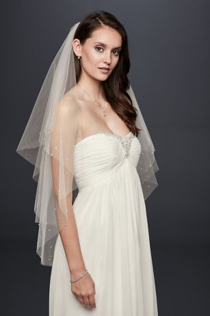 Crystal and Pearl Two-Tier Fingertip Veil