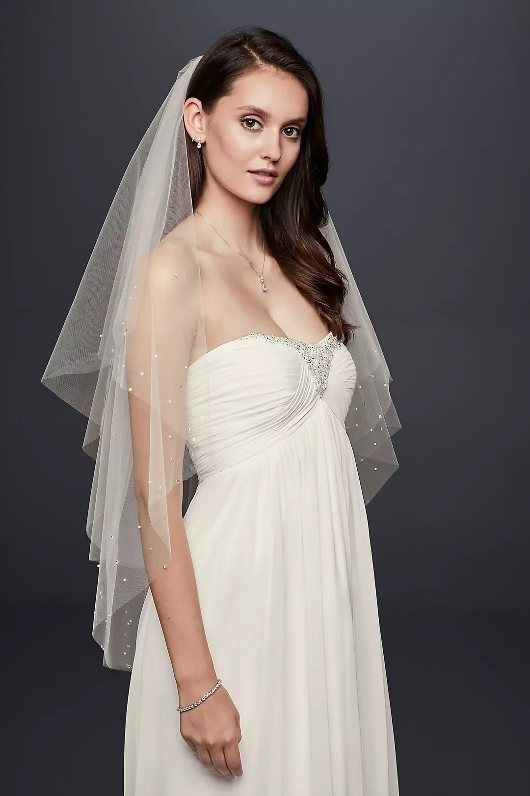 Crystal and Pearl Two-Tier Fingertip Veil Image