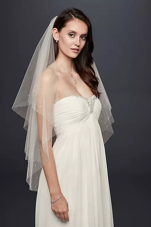 Crystal and Pearl Two-Tier Fingertip Veil Image 1