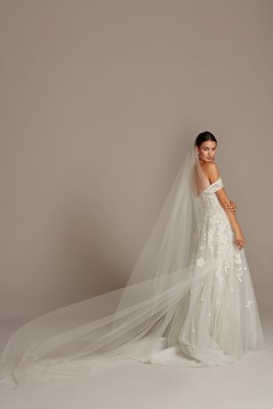 Raw-Edge Tulle Cathedral-Length Veil