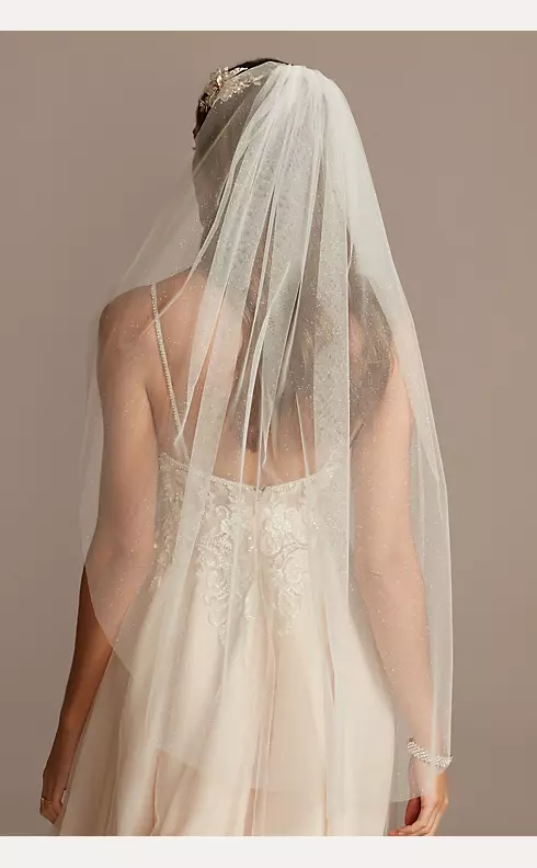 Gathered Tulle Fingertip Veil with Allover Glitter | David's Bridal
