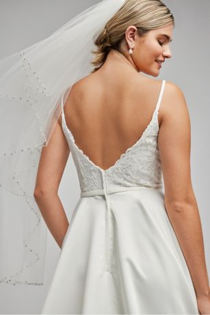 Two Tier Fingertip Veil with Beaded Edge | David's Bridal