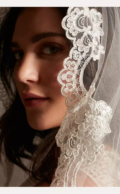Floral Lace and Tulle Mantilla Cathedral Veil