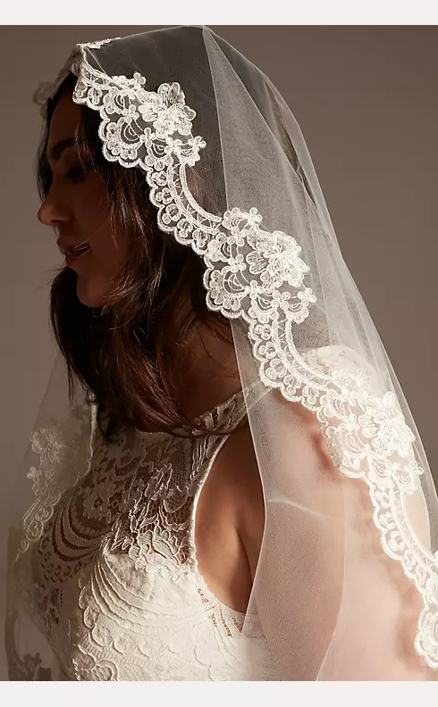 Floral Lace and Tulle Mantilla Cathedral Veil