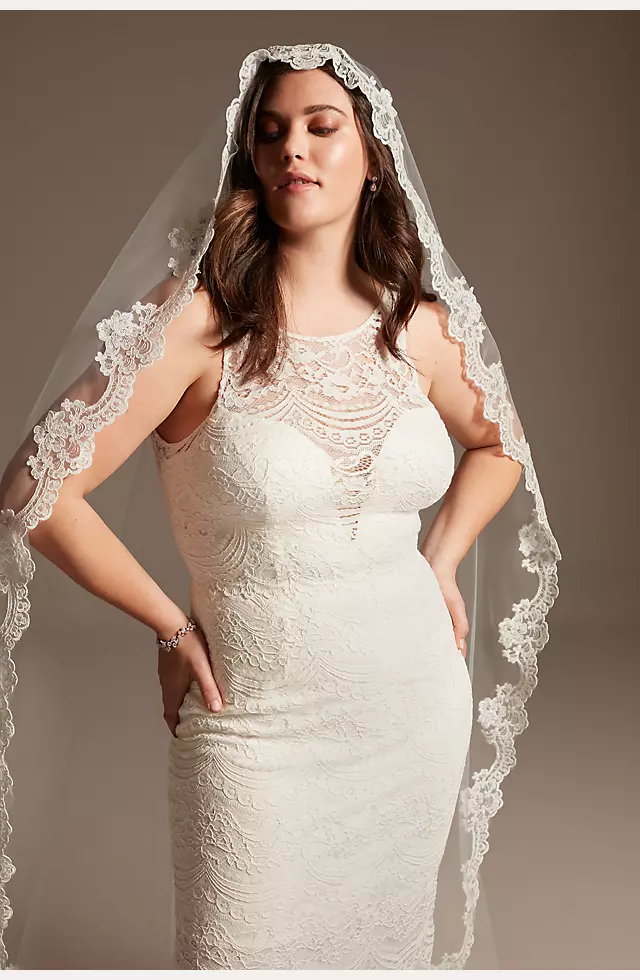 Floral Lace and Tulle Mantilla Cathedral Veil Image 2