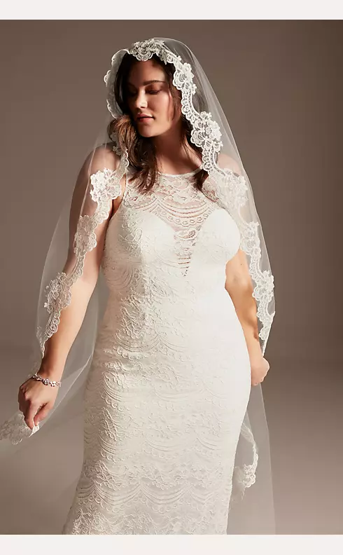 Floral Lace and Tulle Mantilla Cathedral Veil Image 1