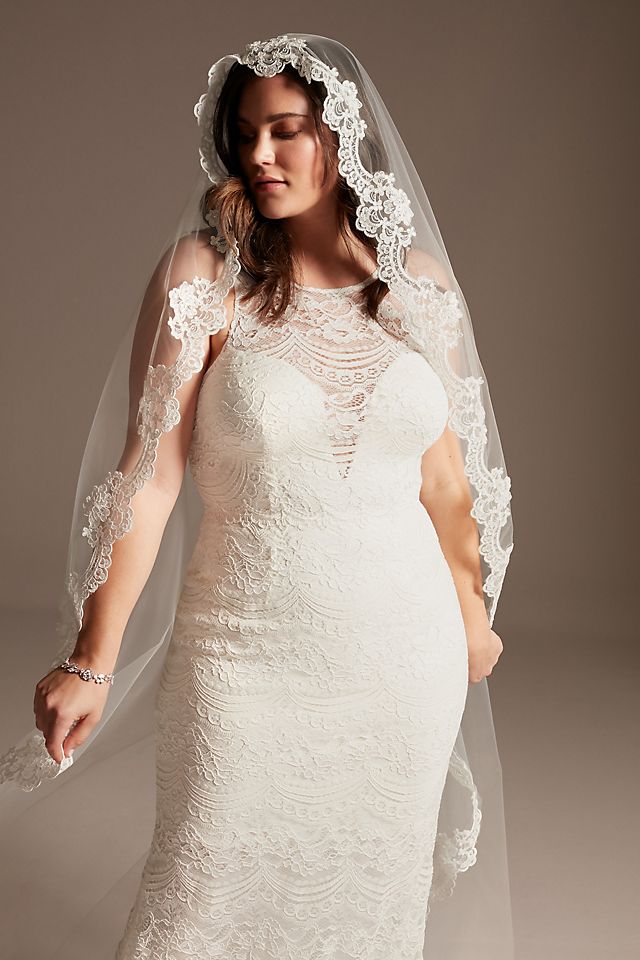 Floral Lace and Tulle Mantilla Cathedral Veil Image