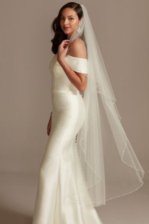 Pearl Bead And Crystal Trimmed Tulle Walking Veil | David's