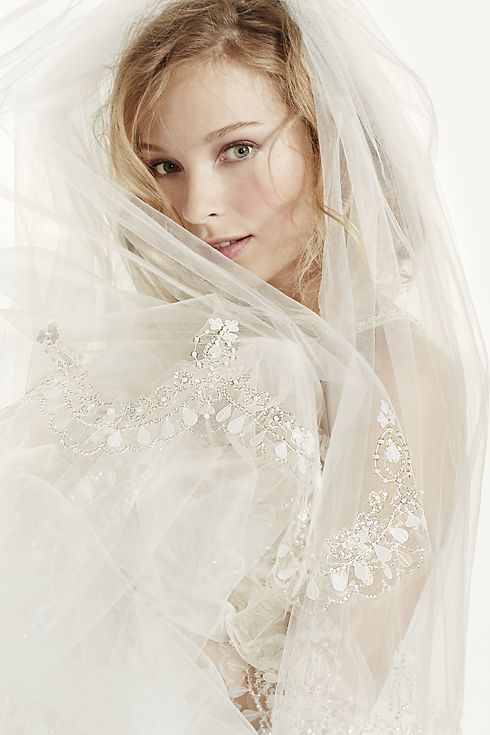 Two Tier Scallop Beaded Edge Cathedral Veil Image 3