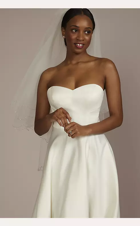 Two Tier Beaded Scallop-Edge Mid-Length Veil Image 4
