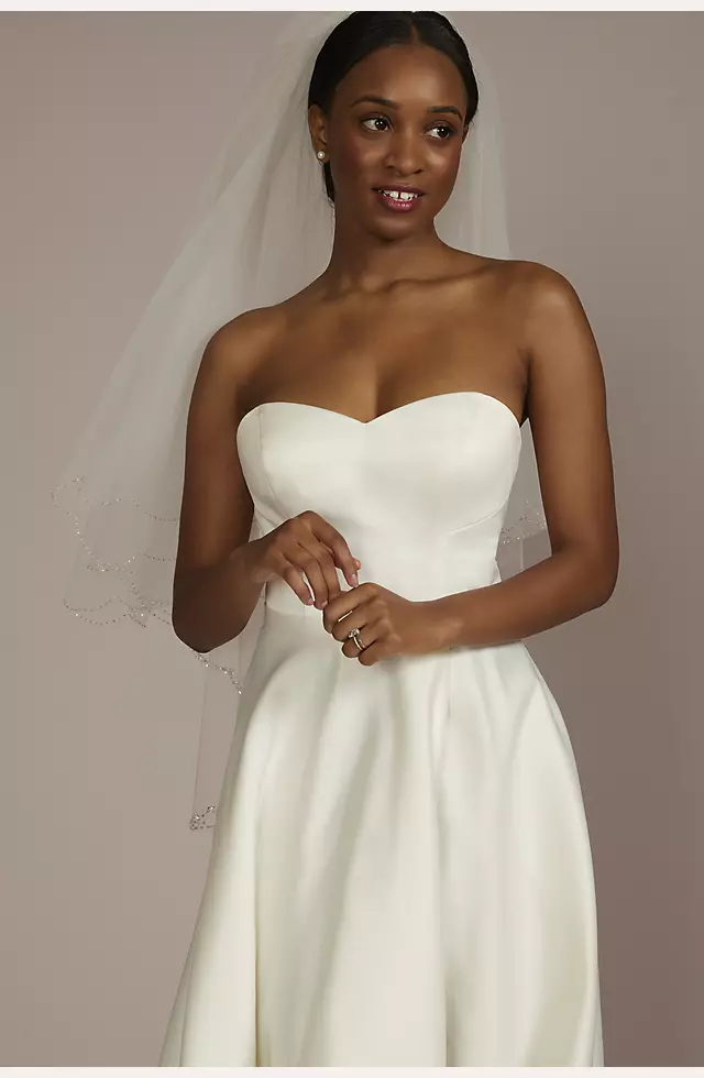 Two Tier Beaded Scallop-Edge Mid-Length Veil Image 4