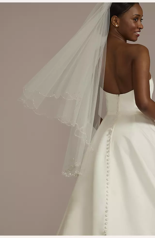 Two Tier Beaded Scallop-Edge Mid-Length Veil Image
