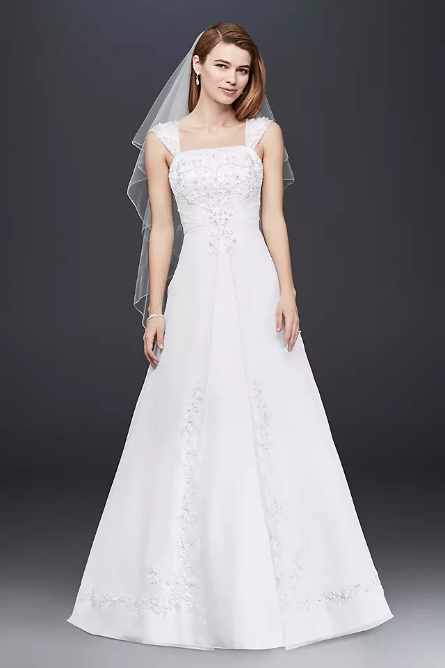 A line Chiffon Split Front Overlay Wedding Dress  Image