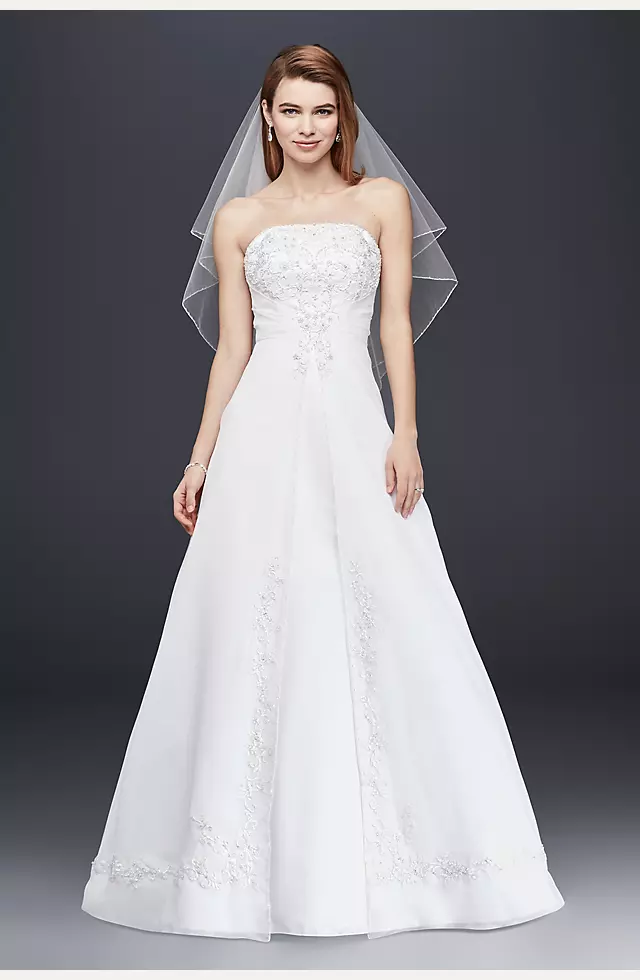A line Chiffon Split Front Overlay Wedding Dress | David's Bridal