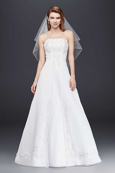 A line Chiffon Split Front Overlay Wedding Dress  Image 2