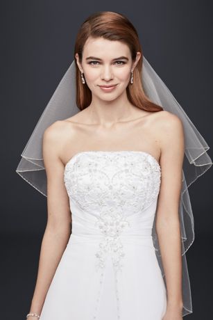A line Chiffon Split Front Overlay Wedding Dress | David's Bridal