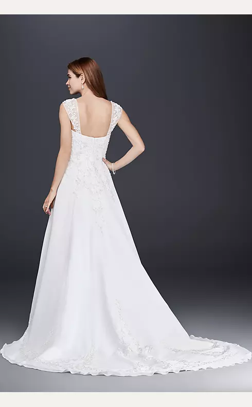 Ethereal A Line Chiffon Split Front Wedding Dress With Long Sleeve And –  DorrisDress