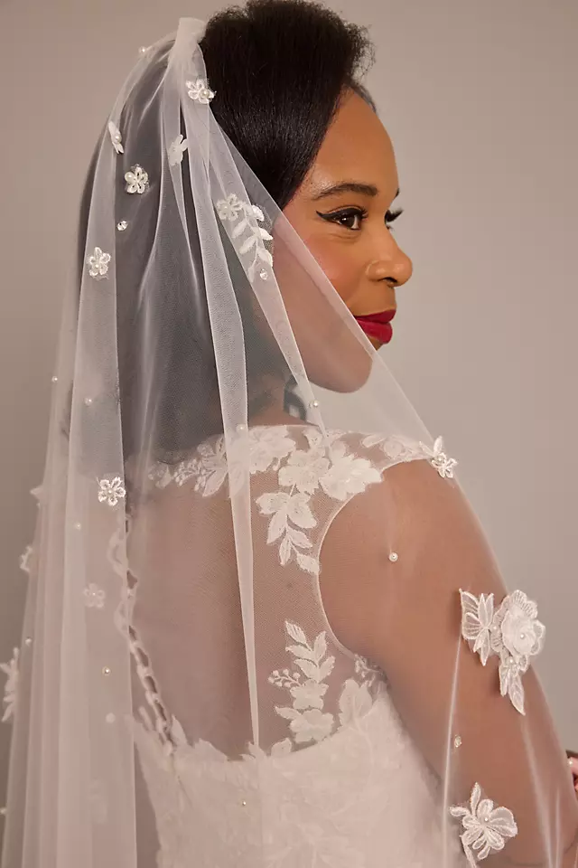 Floral Lace Appliqued Cathedral Veil Image 4