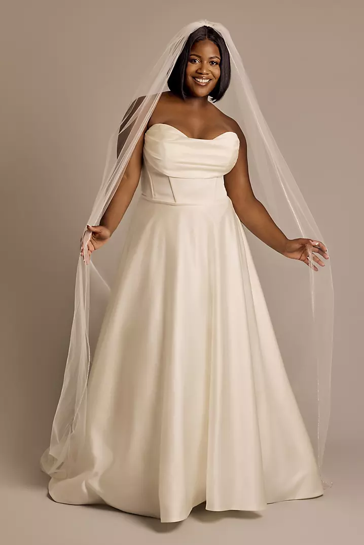 Tulle Cathedral Veil with Rhinestone Trim | David's Bridal Tulle Cathedral Veil with Rhinestone Trim | David's Bridal