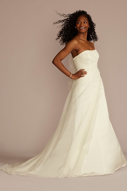 Chiffon A-line Wedding Dress with Side Draping Image