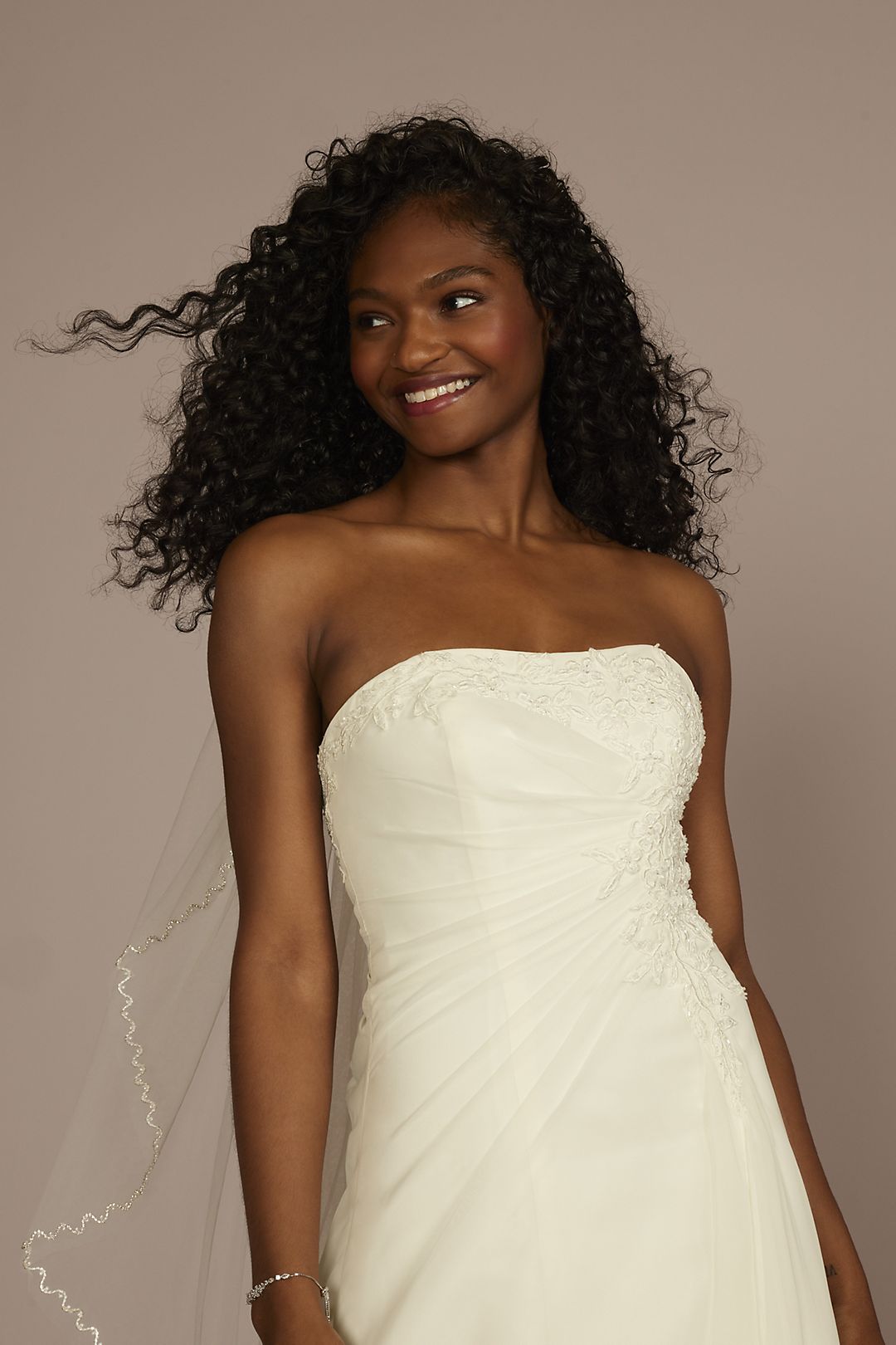 Chiffon A-line Wedding Dress with Side Draping Image 4