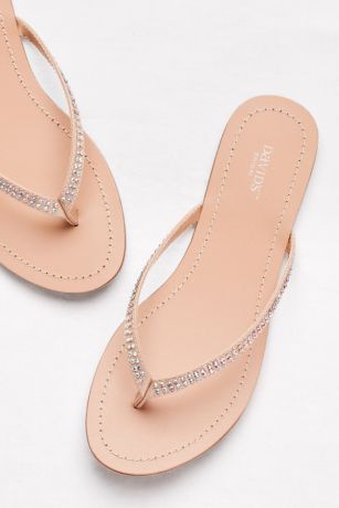 Classic Flip Flops with Iridescent Stones | David's Bridal