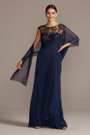 david's bridal navy blue long dress