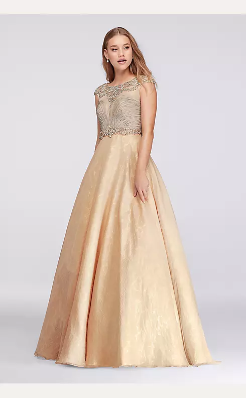 Beaded Cap Sleeve Ball Gown Image 1