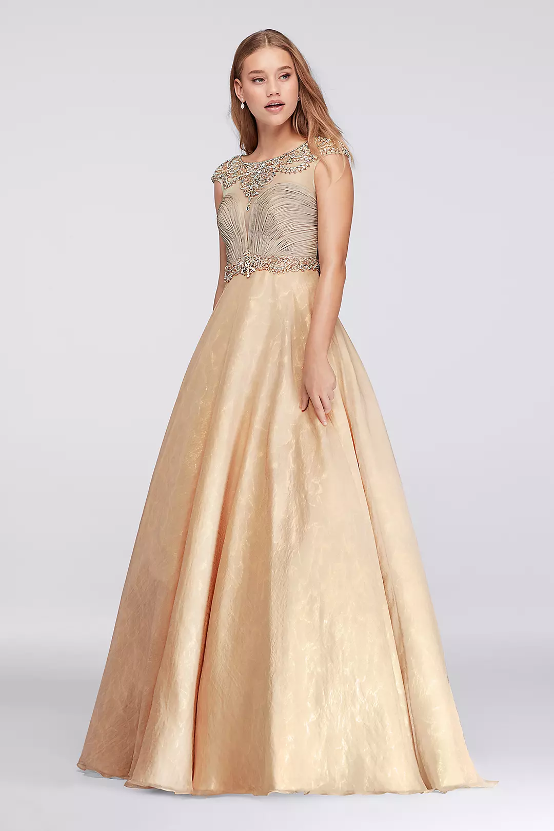 Beaded Cap Sleeve Ball Gown Image