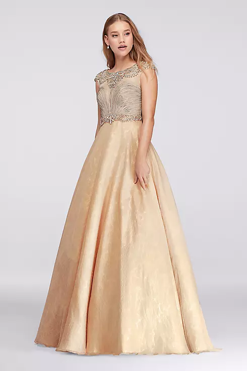 Beaded Cap Sleeve Ball Gown Image 1