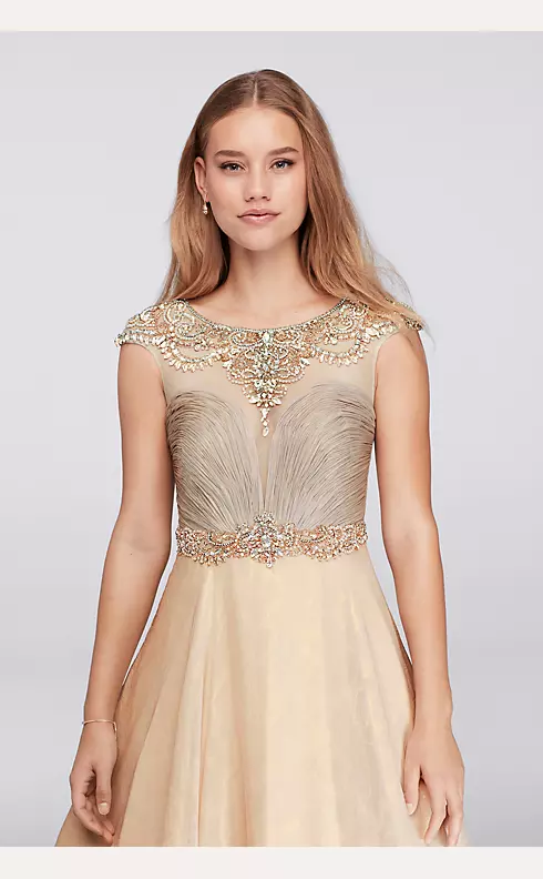 Beaded Cap Sleeve Ball Gown Image 3
