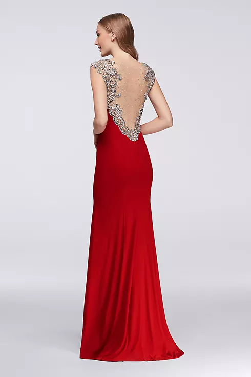 Jersey Column Dress with Beaded Shoulders and Back Image 2
