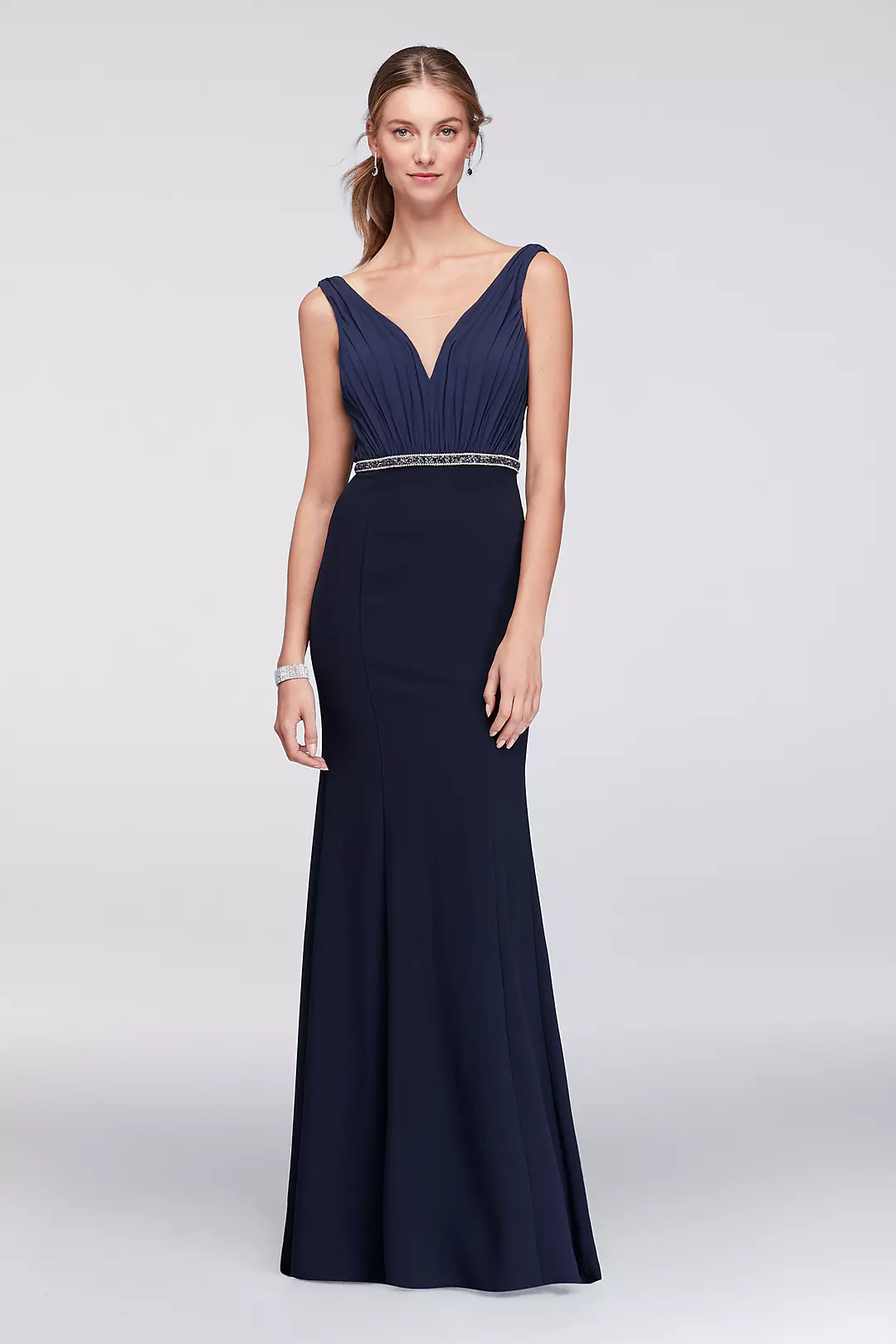 Chiffon and Crepe Plunge-Front Gown Image