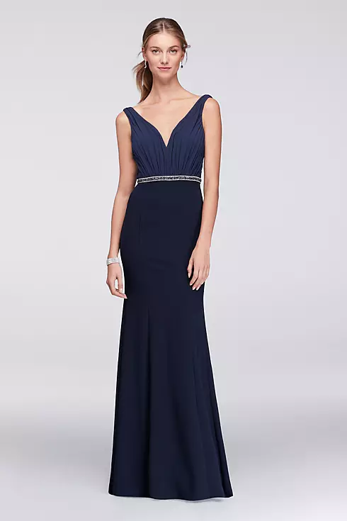 Chiffon and Crepe Plunge-Front Gown Image 1