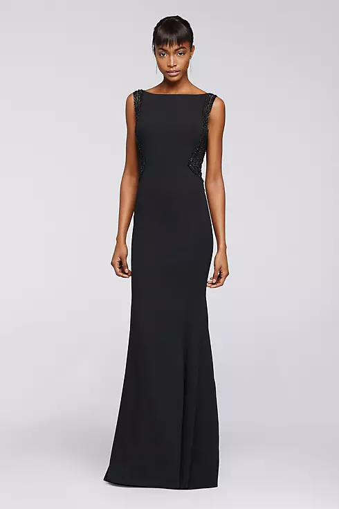 Long Dress With Illusion Side Panels and Open Back Image 1